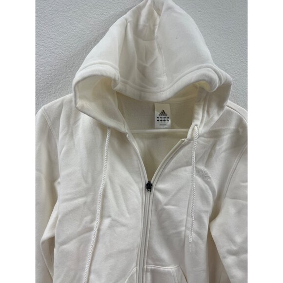 Adidas Medium Off White Fleece Lined Zip Up Sweatshirt - Picture 2 of 4